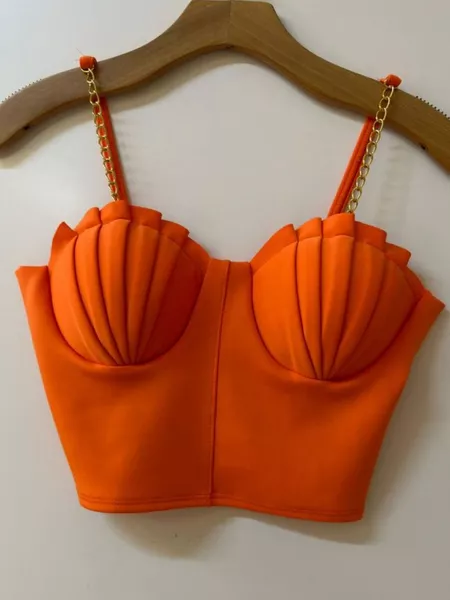 Imagem 5 do produto Top Cropped Feminino de Alça Corrente com Bojo