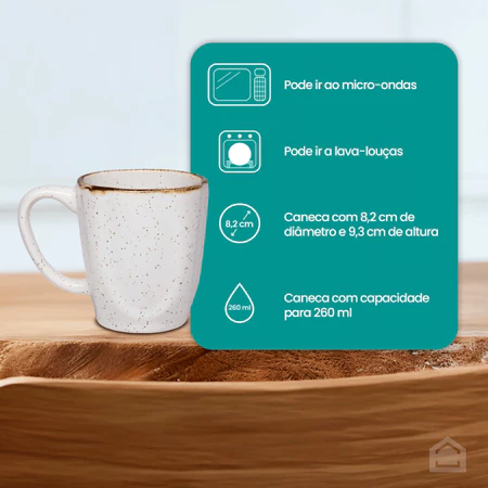 Imagem 1 do produto Conjunto 6 Canecas Porcelana Oxford 260ml