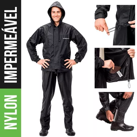 Imagem 1 do produto Conjunto Capa de Chuva Pantaneiro Nylon Motoqueiro