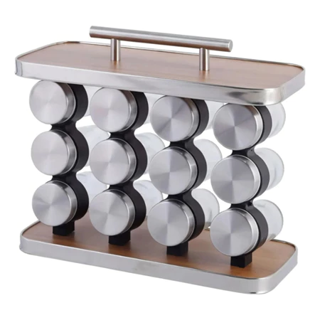 Porta Tempero Vertical Madeira Inox 12 Potes