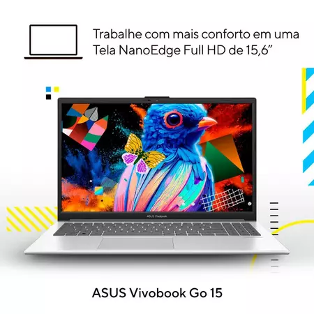 Imagem 2 do produto Notebook ASUS Vivobook Go 15 Core i3, 8GB RAM, 512GB SSD