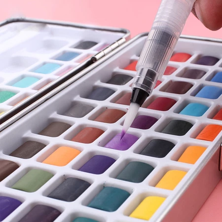 Kit Aquarela Sólida 50 a 100 Cores com Caixa Metálica