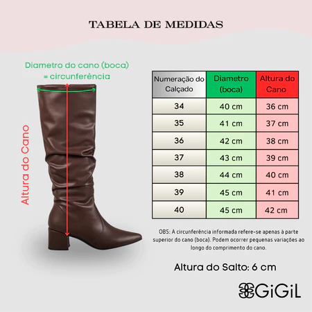 Imagem 4 do produto Bota Feminina GiGiL Cano Longo Slouch Elegante