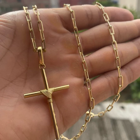 Imagem 2 do produto Cordão e Pingente Crucifixo Moeda Antiga 100%