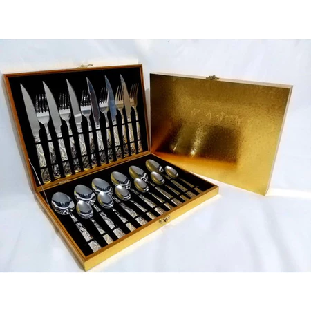 Imagem 1 do produto Kit Faqueiro Inox Dourado 24 Peças com Maleta