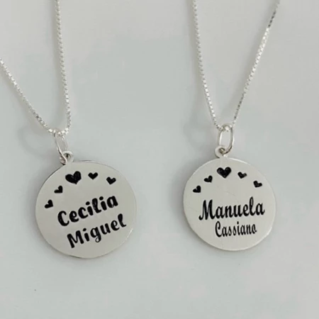 Colar Personalizado em Prata 925 Medalha com Nome