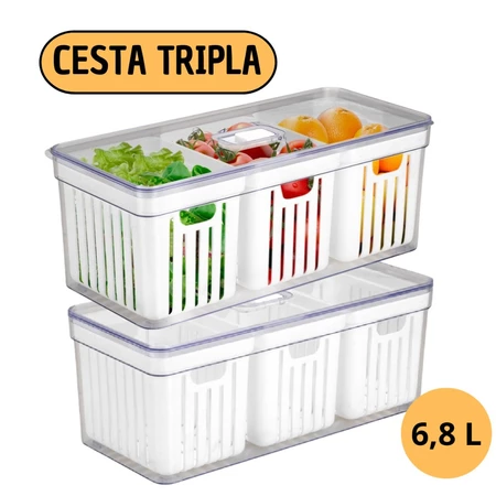 Imagem 2 do produto Kit Organizador de Geladeira 6,8L com 3 Cestos
