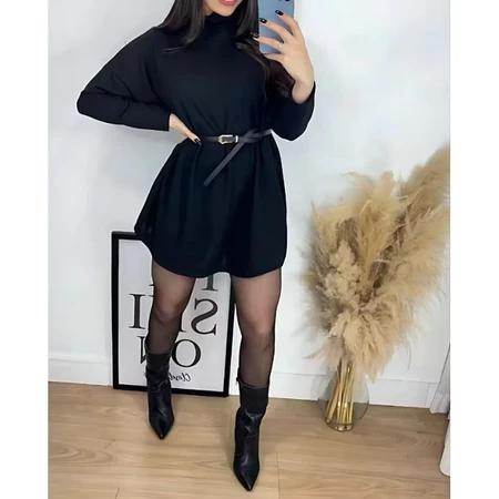 Imagem 5 do produto Vestido Curto de Inverno Gola Alta e Manga Longa