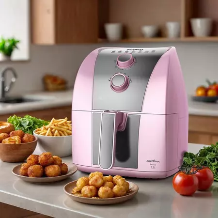 Air Fryer Rosa Britânia 5,5L Cesto Pinkstone 1500W