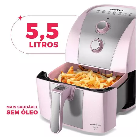 Imagem 3 do produto Air Fryer Rosa Britânia 5,5L Cesto Pinkstone 1500W