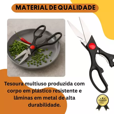 Imagem 2 do produto Tesoura Multiuso de Cozinha Aço Inoxidável 20cm