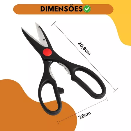 Imagem 4 do produto Tesoura Multiuso de Cozinha Aço Inoxidável 20cm