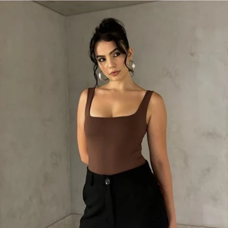Imagem 3 do produto Regata Feminina Poliamida Decote Quadrado Elegante