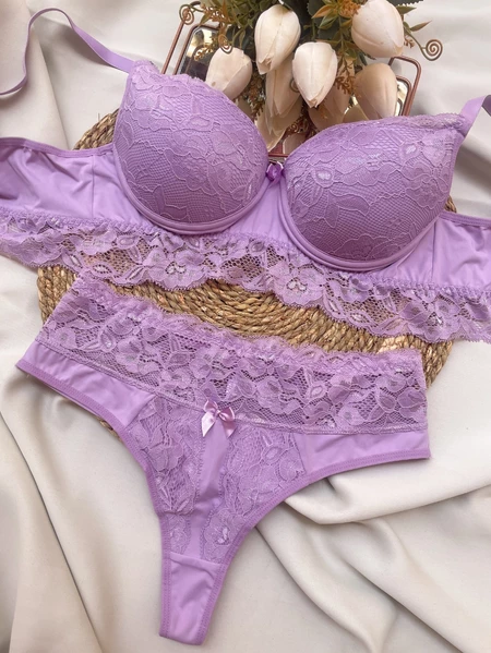 Imagem 2 do produto Conjunto Lingerie Sexy Bojo de Renda