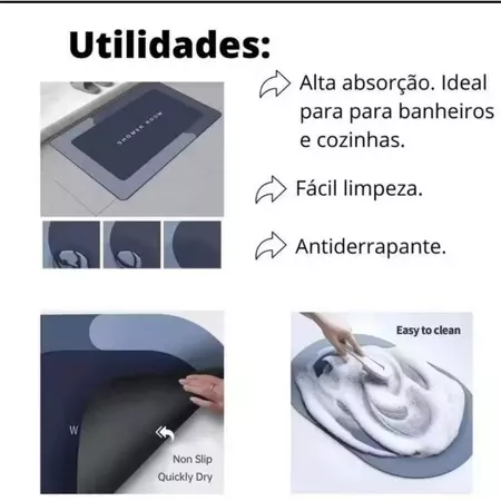 Imagem 1 do produto Tapete de Banheiro Antiderrapante Secagem Rápida