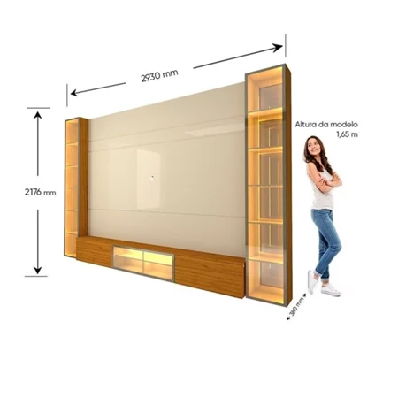 Imagem 1 do produto Estante Home Luminare com LED e Vidro Reflecta