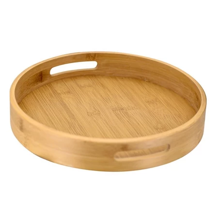 Imagem 2 do produto Bandeja Redonda de Bambu com Alça 30cm