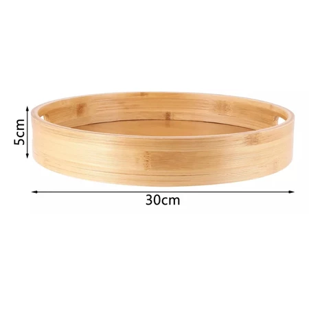 Imagem 3 do produto Bandeja Redonda de Bambu com Alça 30cm