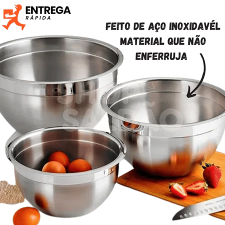 Kit 15 Bowls de Inox 5 Tamanhos Diferentes
