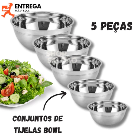 Imagem 4 do produto Kit 15 Bowls de Inox 5 Tamanhos Diferentes