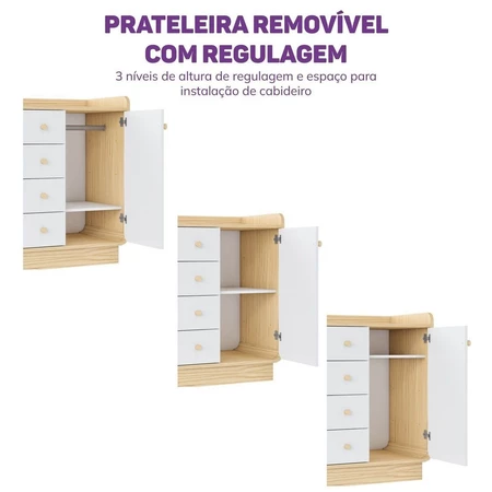 Imagem 5 do produto Cômoda Infantil Wave Casatema 4 Gavetas e 1 Porta
