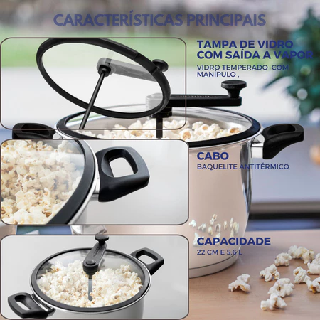 Imagem 2 do produto Pipoqueira Tramontina Allegra Inox 22cm Indução