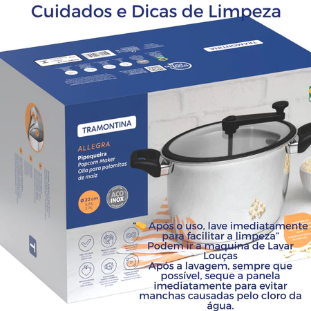Imagem 3 do produto Pipoqueira Tramontina Allegra Inox 22cm Indução