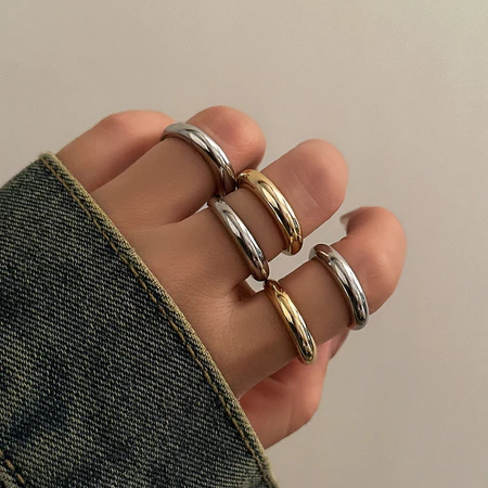Imagem 1 do produto Conjunto 8 Anéis Femininos Ouro e Prata
