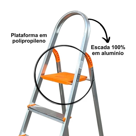 Imagem 2 do produto Escada Doméstica Ágata 5 Degraus em Alumínio