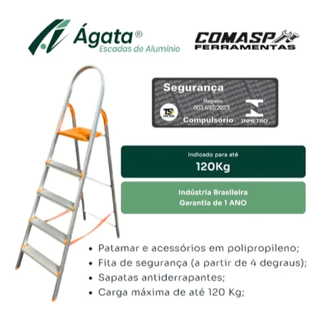 Imagem 5 do produto Escada Doméstica Ágata 5 Degraus em Alumínio