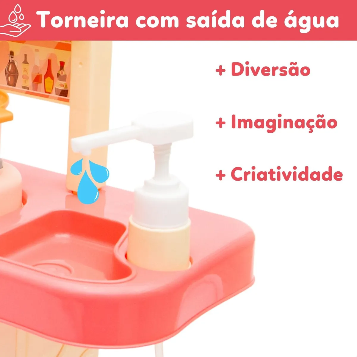 Imagem 2 do produto Cozinha Infantil Rosa ATENTU Kit Completo 25 Acessórios