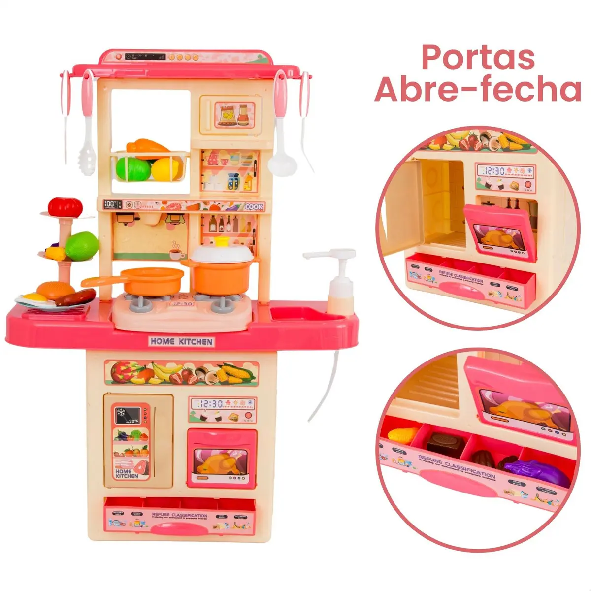 Imagem 3 do produto Cozinha Infantil Rosa ATENTU Kit Completo 25 Acessórios