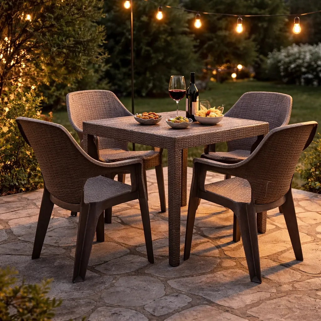Conjunto Mesa Jardim 4 Cadeiras Quadrada