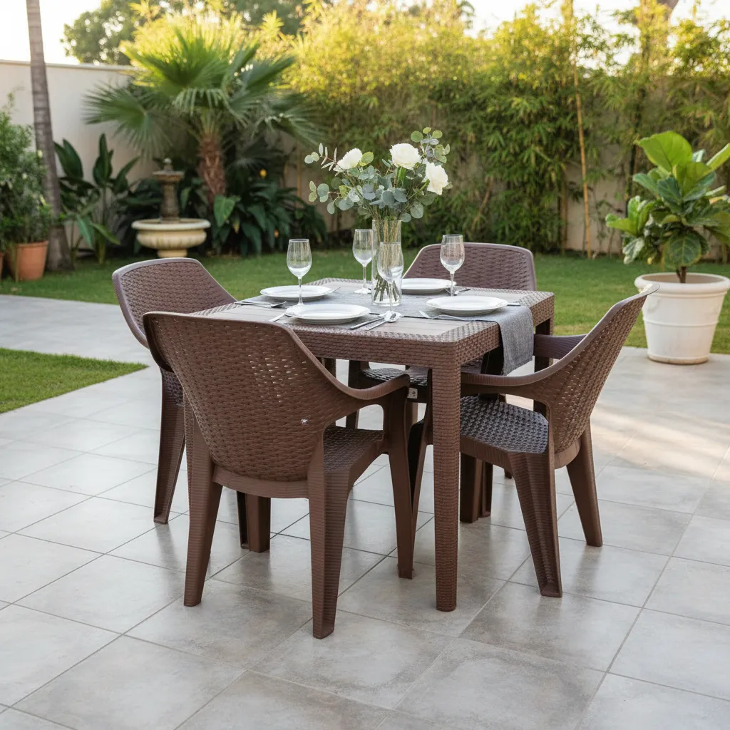 Imagem 2 do produto Conjunto Mesa Jardim 4 Cadeiras Quadrada