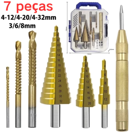 Imagem 2 do produto Kit Brocas Escalonadas Titânio Corte Lateral