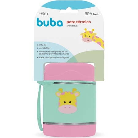 Imagem 2 do produto Pote Térmico Buba Animal Fun Girafa 320ml com Talher