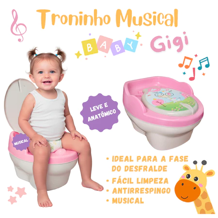 Troninho Infantil Musical 2x1 Penico e Assento Redutor