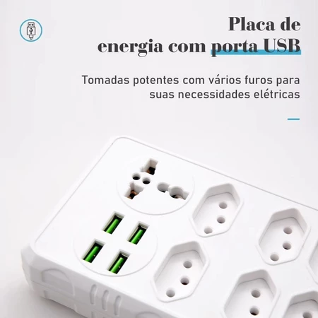 Imagem 1 do produto Filtro de Linha Lehmox – 7 Tomadas + 4 USB