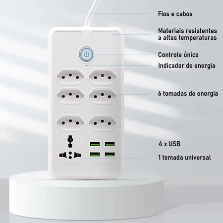 Imagem 3 do produto Filtro de Linha Lehmox – 7 Tomadas + 4 USB