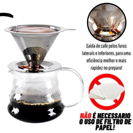 Imagem 3 do produto Filtro de Café Inox 304 Reutilizável Pour Over