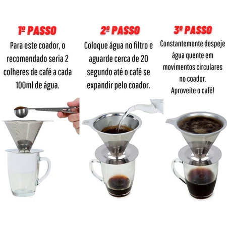 Imagem 4 do produto Filtro de Café Inox 304 Reutilizável Pour Over