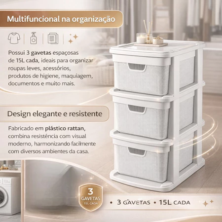 Imagem 3 do produto Gaveteiro Organizador de Chão com 3 Gavetas