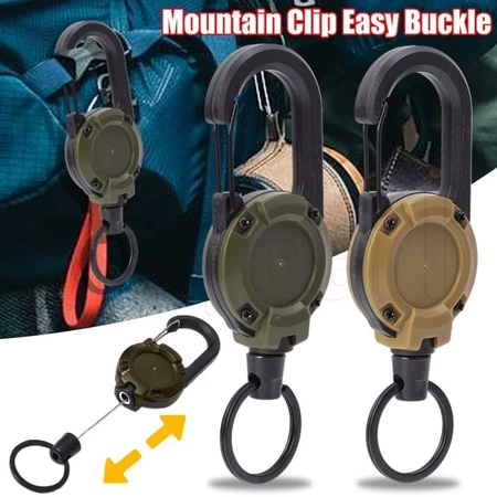 Imagem 1 do produto Chaveiro Mosquetão Retrátil Tático Anti-Perda 60cm