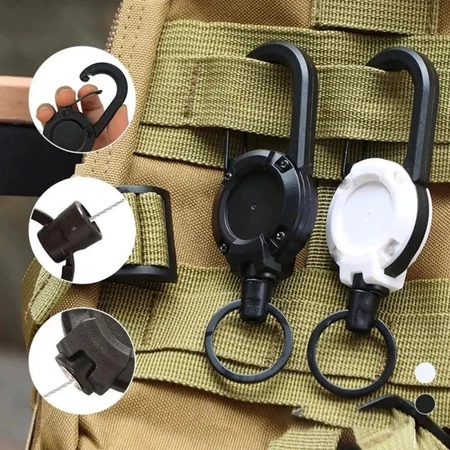Chaveiro Mosquetão Retrátil Tático Anti-Perda 60cm