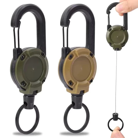 Imagem 4 do produto Chaveiro Mosquetão Retrátil Tático Anti-Perda 60cm