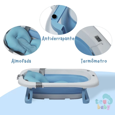 Imagem 3 do produto Banheira Bebê Dobrável Portátil com Almofada