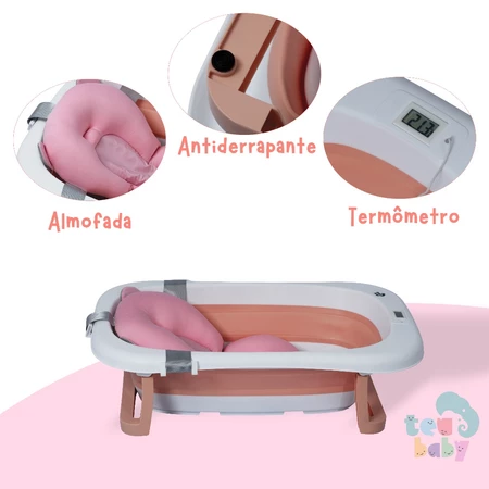 Imagem 4 do produto Banheira Bebê Dobrável Portátil com Almofada