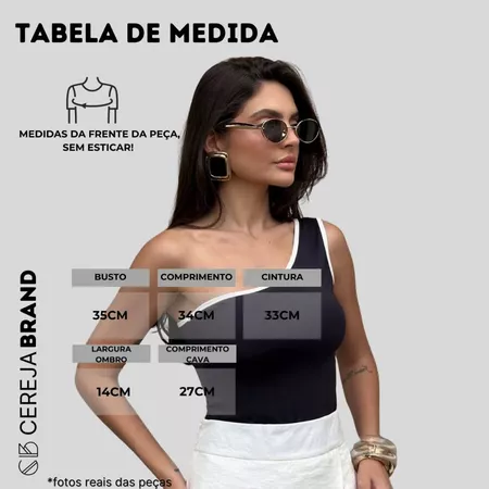 Imagem 1 do produto Blusa Feminina Slim Fit Um Ombro Só Bicolor