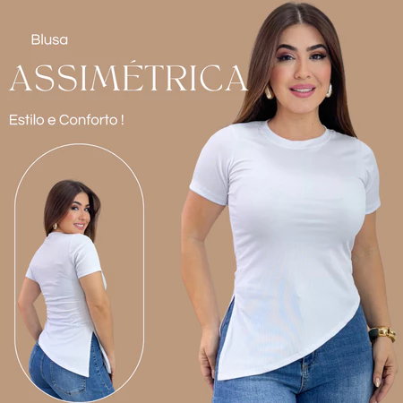 Imagem 3 do produto Blusa Feminina Ribana Canelada Corte Assimétrico