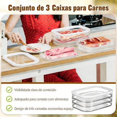 Imagem 1 do produto Porta Frios 3 Andares Hermético Organização Pronta